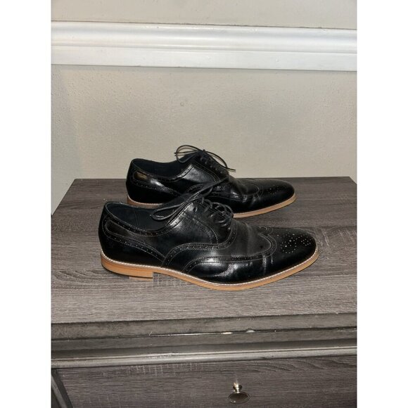 Stacy Adams Black Dunbar Wingtip Oxford Leather Lace Up Dress Shoes Size 13 M - Picture 2 of 8
